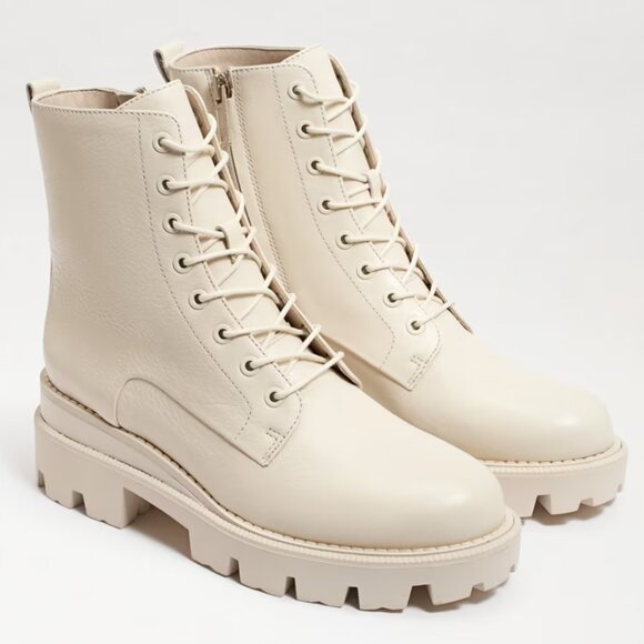Sam Edelman Shoes - Sam Edelman Lue Leather Combat Boots Ivory Sz 9M NIB